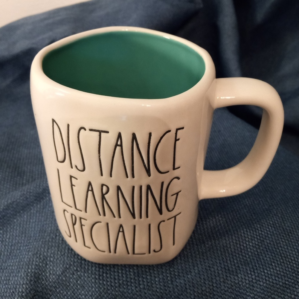 Rae Dunn Distance Learning Specialist mug Teal interior Artisan Collection 18oz